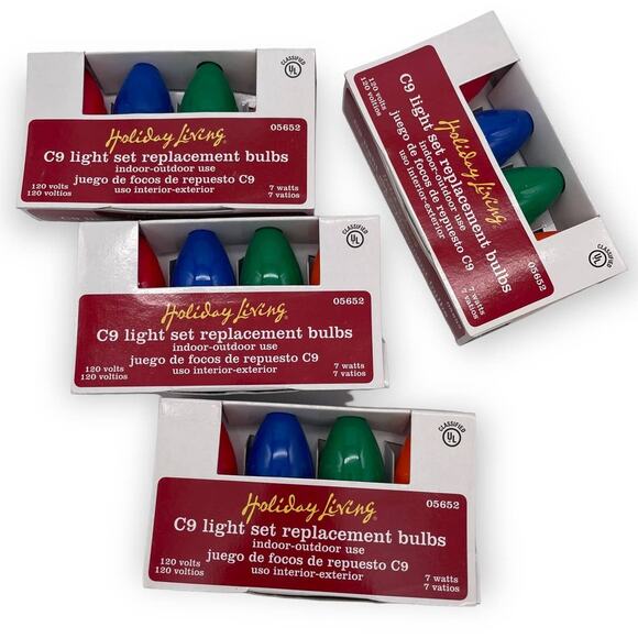 4 Pks of 4 C9 Replacement Bulbs Red Blue Orange Green Holiday Living Christmas - Picture 1 of 4